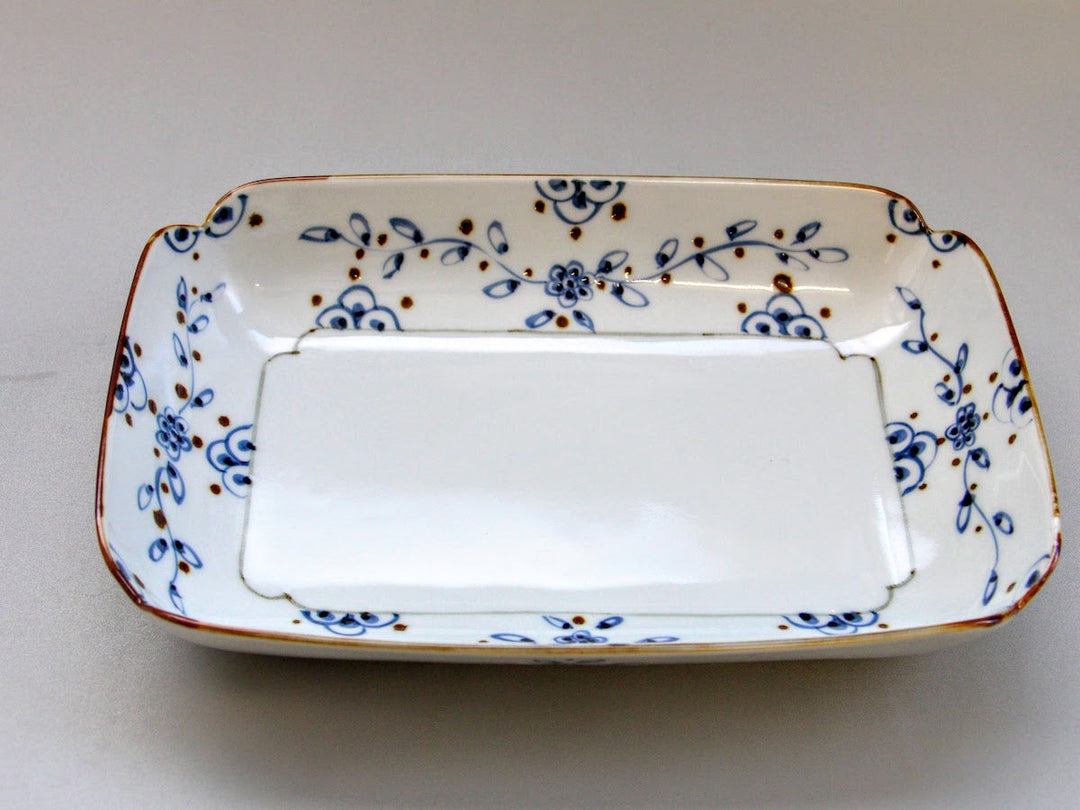 Vine Arabesque cut Square Oval Bowl - Crafted By Tokushichi Kiln